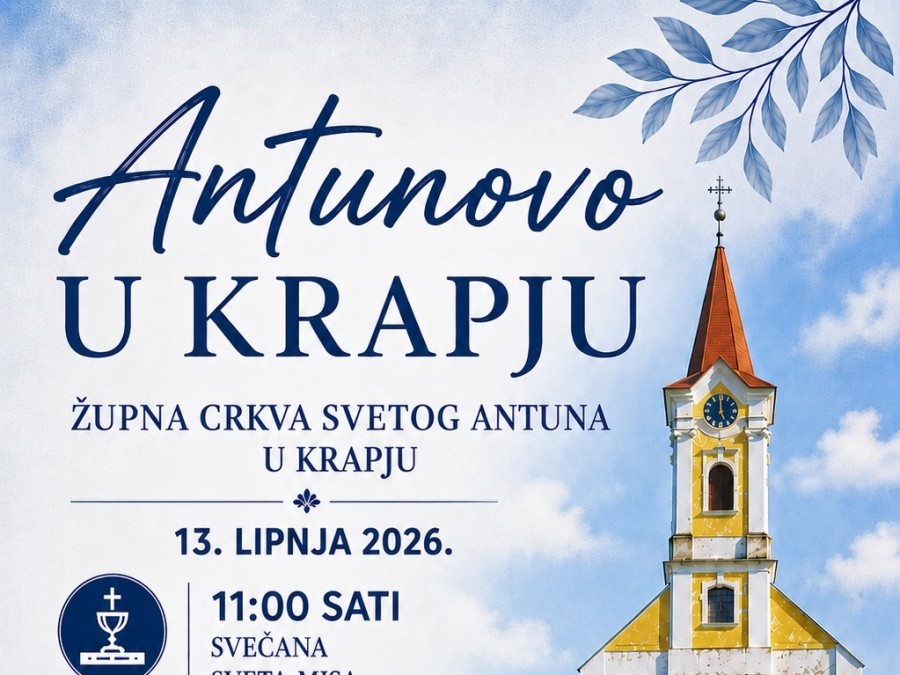 Antunovo u Krapju 13. lipnja uz svetu misu, blagoslov djece i glazbenu večer